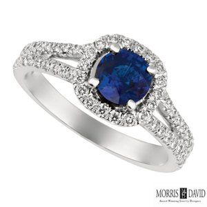 1.71 Carat Natural Diamond and Sapphire Ring